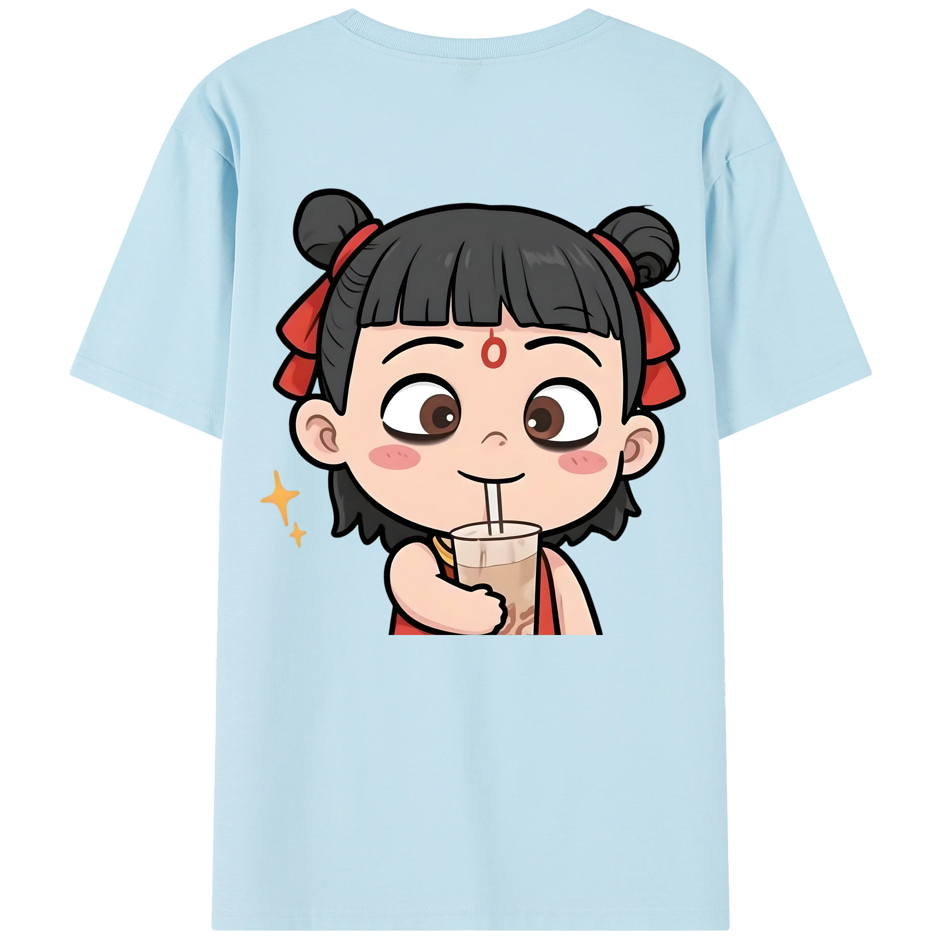 （画像用） Ne Zha 2 ナタ 魔童の大暴れ 綿100％半袖Tシャツ（背面プリント）
